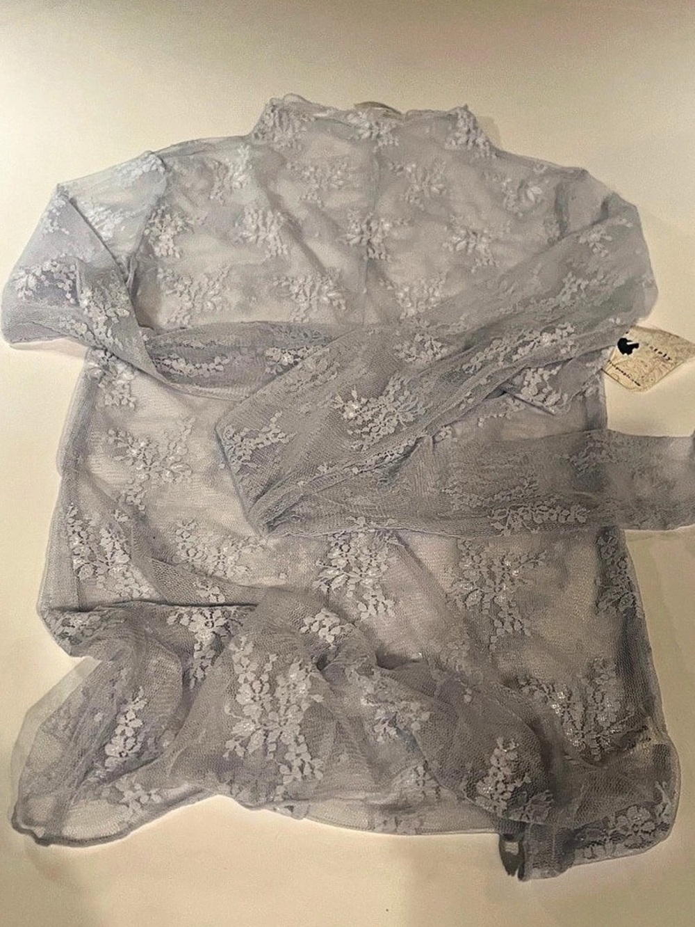Free People Lace Floral Blouse in Gray Size XS NWT